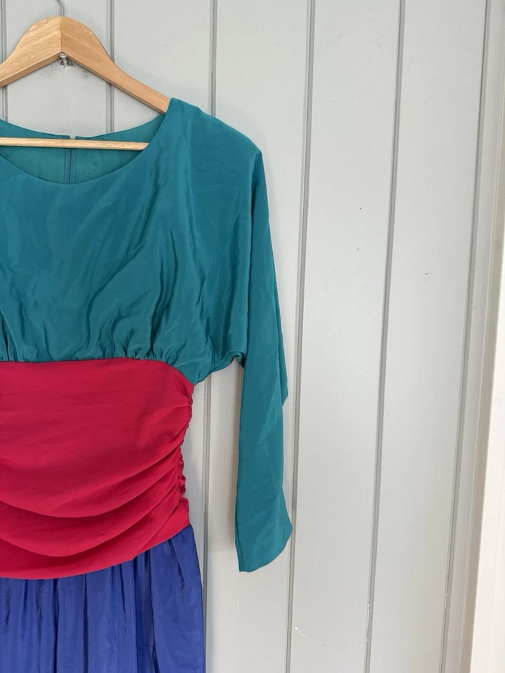 Mono de crepé Jody California años 80 bloques de colores mameluco fiesta discoteca de colección Foto 2 de 4