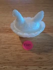 Vintage White Milk Glass Hen On Nest Open Salt