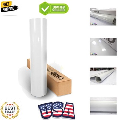 White Gloss 60 Inch x 3ft Car Wrap Vinyl Roll with Air Release 3MIL-8