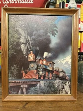 VINTAGE PAUL DETLEFSEN 1969 STEAM ENGINE TRAIN PRINT IRON HORSE RAILROAD