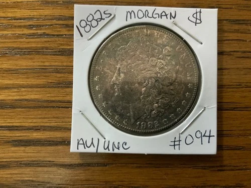 1882s Morgan Silver Dollar.  AU+ details toning 094