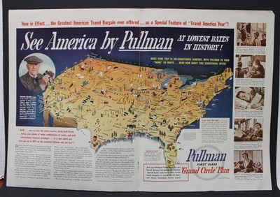 See America von Pullman 2-seitige Zeitschriftenanzeige 1940 14'' x 21''