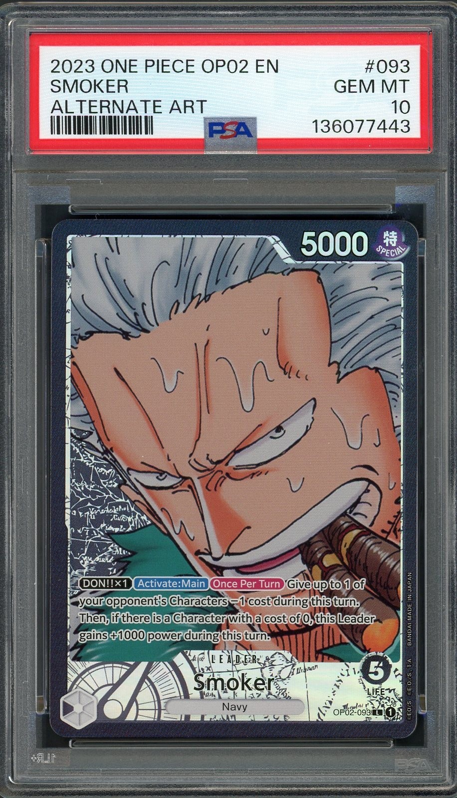 PSA 10 Smoker (Alt Art) Paramount War OP02-093 EN One Piece B24