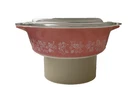 Vintage Pyrex Pink Gooseberry 471 Small Casserole Dish 1 Pint W/ Lid USA