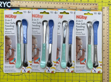 New Nuby 2-in-1 Hot Safe Feeding Spoons - 4packs ,8 spoons total