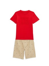 Tommy Hilfiger Little Boy's 2-Piece Tee Shorts Set - Red - Size 2T