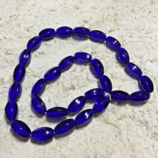 Medium Barrel Cobalt Czech Glass Beads, Approx. 11.5mm - 12mm x 6mm and 30 Beads