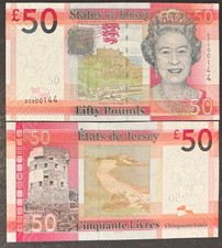 **JERSEY £50 NOTE** **REPLACEMENT ISSUE** **DZ000144** **UNC** **IAN BLACK**