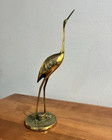 Vintage Solid Brass Heron Crane Bird Figurine Hollywood Regency MCM Decor — photo 1