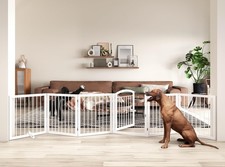 144-inch Extra Wide 30-inch Tall Dog gate with Door Walk Through, Freestandin...