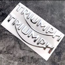 2x 3d TRIUMPH FUEL TANK FAIRING BODY BADGE EMBLEM DECALS STICKER Silver /Chrome