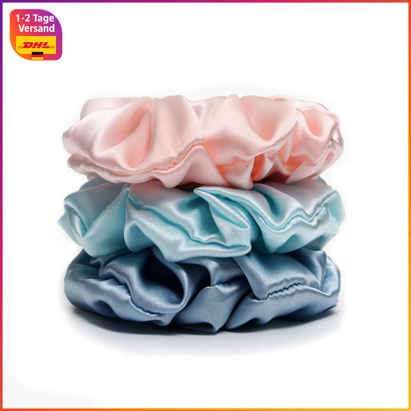 Haargummis Scrunchies 100% Seide Einfarbig Elastisch Dicke BäNder FüR Damen-image
