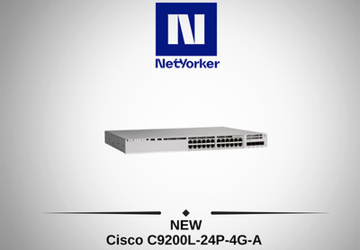 NEW Cisco  Catalyst C9200L C9200L-24P-4G-A  24 Port PoE+ 4x1GbE Uplink Switch