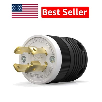 Listed NEMA L14-30P Plug, 30 Amp Locking Adapter for Generators & Equipment