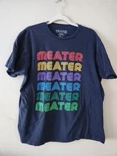 Meater Brand Rainbow Letters T Shirt Mens Size XL Black Short Sleeve Tee