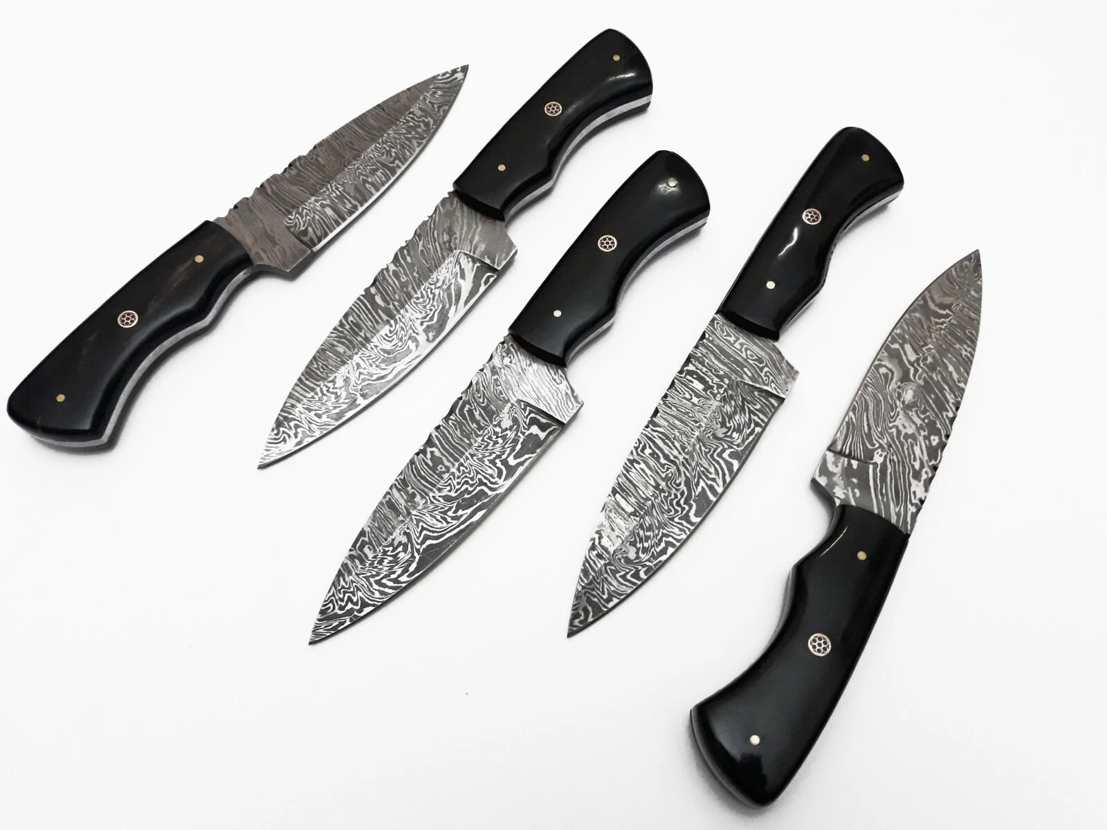 High Quality Hand forged Damascus Steel Chef Knives Set With horn Handle