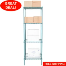 24" x 24" NSF Green Epoxy Metal Wire Restaurant 4-Shelf Kit with 74" Posts Rack