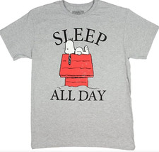 New Peanuts Snoopy SLEEP ALL DAY Shirt 2XL, 3XL, 4XL, 5XL ASH GRAY slight irr