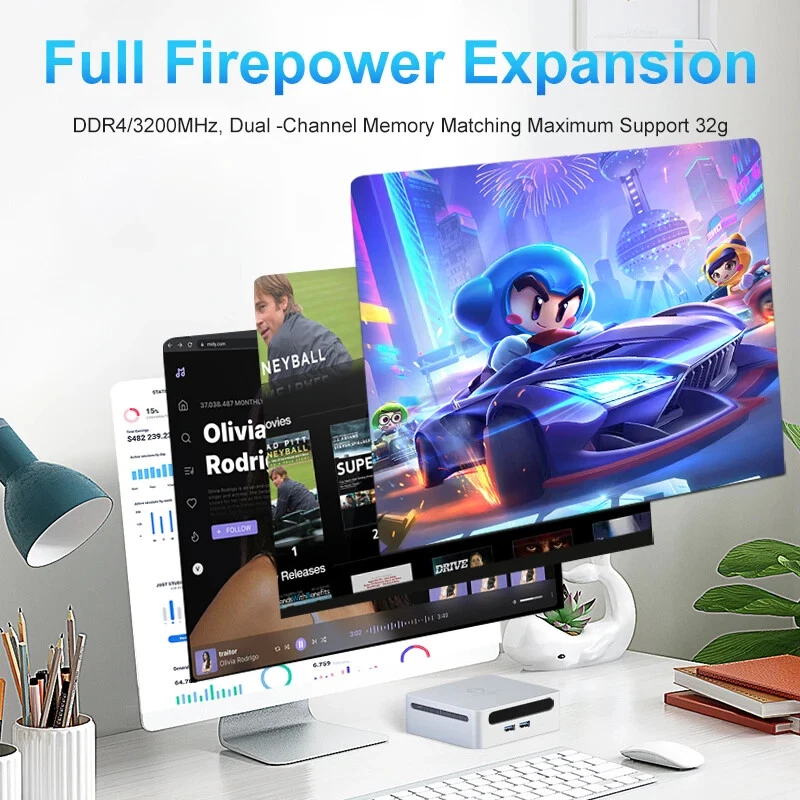 GenMachine New Mini PC AMD Ryzen 3 4300U CPU Windows 10/11 Up 3.7GHz DDR4 32GB - Image 4 of 4