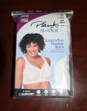 New Playtex 44D Bra White 18 Hour Wirefree Front Close Supportive Flexible Back