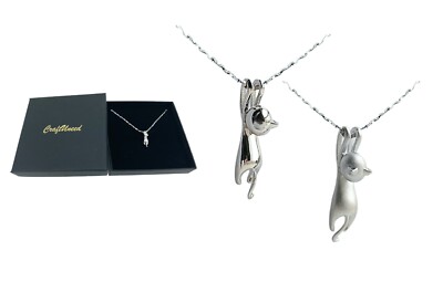 Craftuneed Katze Kätzchen Anhänger 925 Silber Halskette Geburtstag Weihnachtsgeschenk für sie