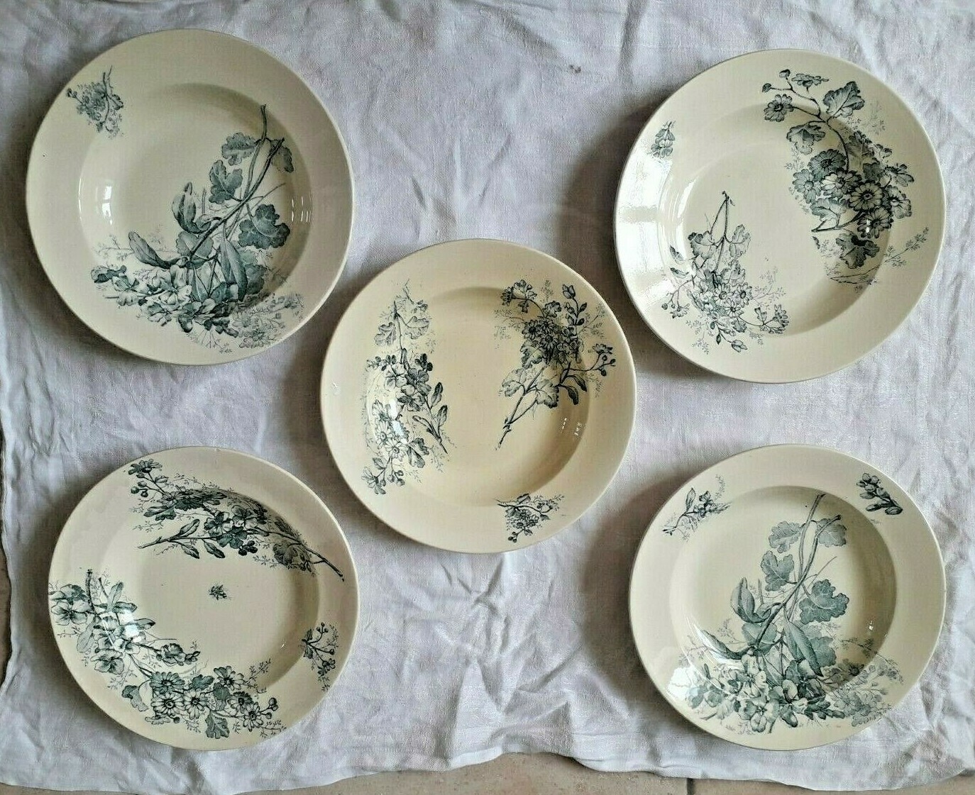 4 Assiettes Creuses En Porcelaine Style Bohème - 25oz Avec Bord Large | Lavable Lave-vaisselle