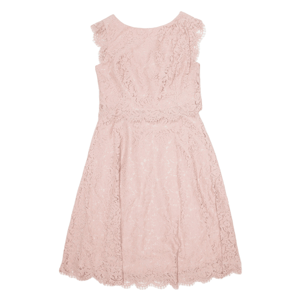 JENNY PACKHAM No A-Line Dress Pink Lace Short Sleeve Midi Womens