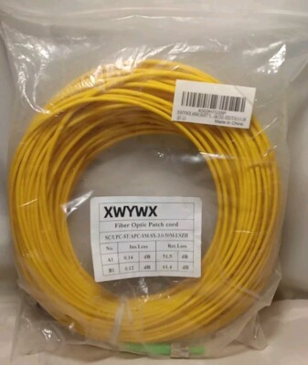 Yellow Fiber Optic Patch Cord Cable 165ft  SC/UPC-ST/APC-SM-SX-3.0-50M-LSZH 