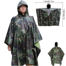 US Military Woodland Ripstop Wet Weather Raincoat Poncho Camping Hiking Camo
