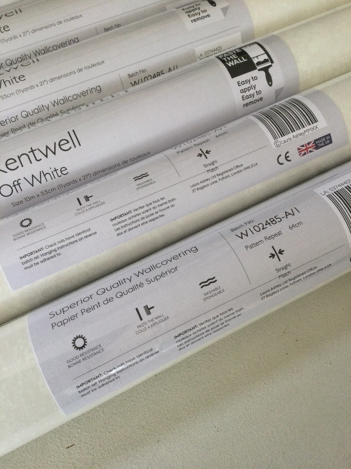 Laura Ashley Kentwell Off White Wallpaper W102485A/1 *FREE P&P* Same