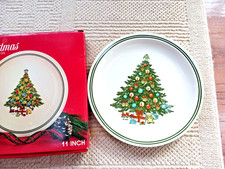 11" Porcelain CHRISTMAS TREE CAKE PLATE by Carlton UNUSED