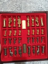 Vintage Chessmen Imperial Cambor Brass Chess Set Pieces Made in Italy with Case