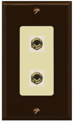 RiteAV 2 Port Banana Jack Plug (1 Speaker) Wall Plate - 1 Gang [Brown/Ivory]