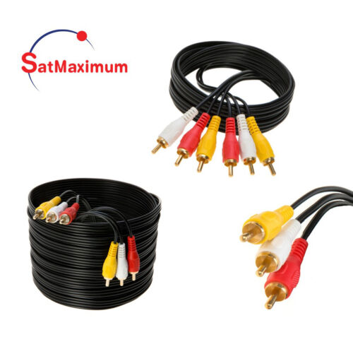 3 RCA Male to 3 RCA Male Audio Video Cable TV VCR DVD Composite Multi-Pack - LOT - Afbeelding 1 van 6