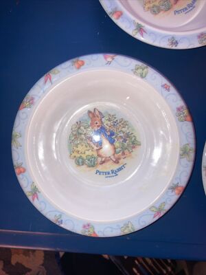 Vintage Beatrix Potter Peter Rabbit Melamine Cereal Bowls (5) Eden FW & Co 1996