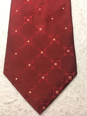 PERRY ELLIS MENS TIE RED WITH BEIGE 4 X 59