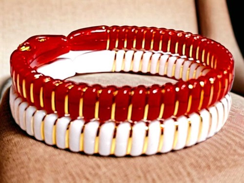 Indische vergoldete Kunststoff Hathi Mukh Designer Sacha Pola Armreifen 4er Set - Bild 6 von 9