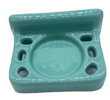 Vintage Toothbrush Cup Holder Turquoise Aqua Blue Ceramic Tile-In Mount Bathroom