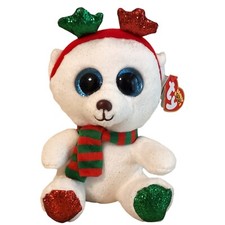 TY Beanie Boo Boos Holiday Christmas Frost The Polar Bear Plush Toy Claires 6"