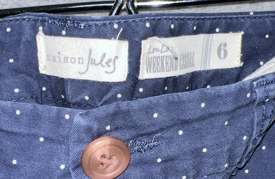 Maison Jules  Lou Lou Pants Women’s  Medium Blue Polka Dot Twill Crop mid Rise - Image 3 of 4