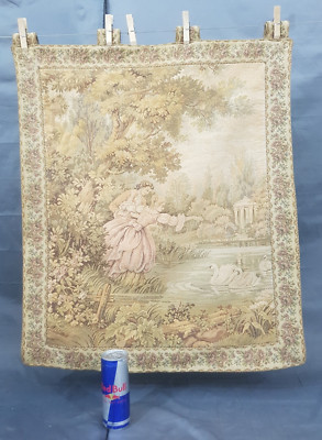 Vintage French Lovely Forest Love Lake  Scene Wall Hanging Tapestry 74x62 cm
