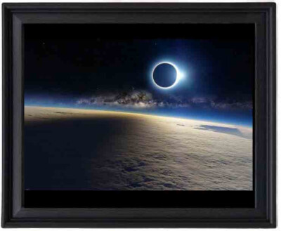 Earth Clouds during Milky Way Eclipse Light Photograph 11x14 black picture frame