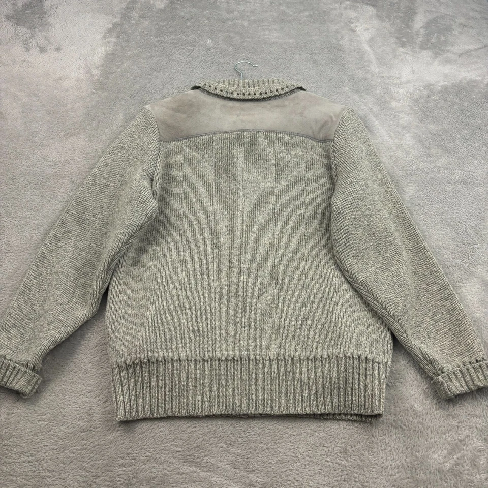 VTG Norsewear Wool Full Zip Sweater Jacket Mens M Gray Suede Detail New Zealand - Image 2 of 4