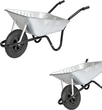 85 Litre Heavy Duty Steel Galvanized Wheel Barrow With Pneumatic Tyre & Handles