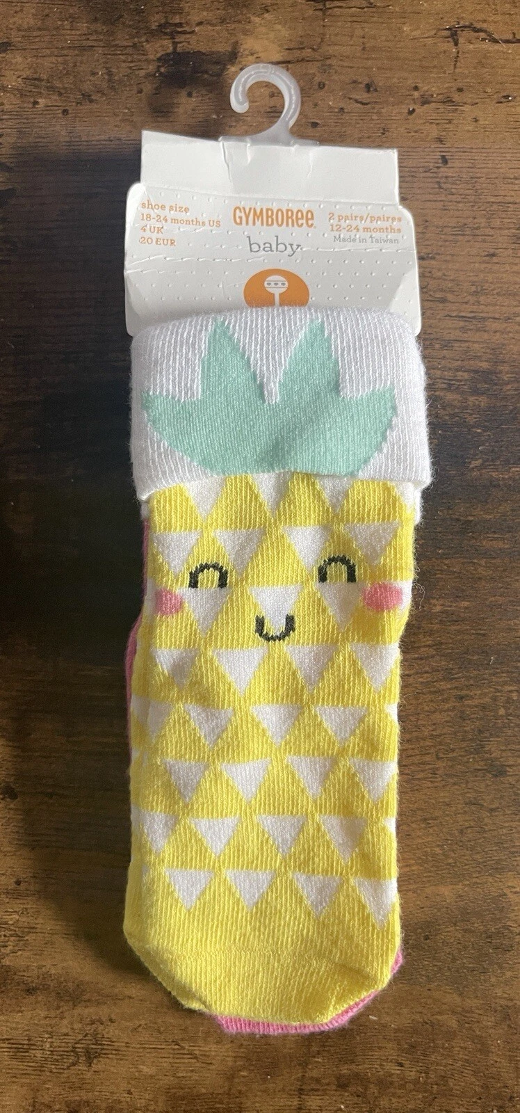 Gymboree Baby Girls 2-Pair Cute Pineapple & Watermelon Socks With Grips 18-24 M