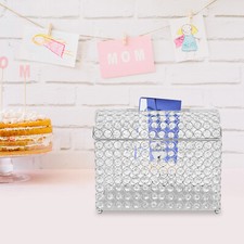 WEDDING CARD BOX WITH HEART LOCK, MONEY CARD BOX,CLEAR, SILVER BEAUTIFUL MODERN