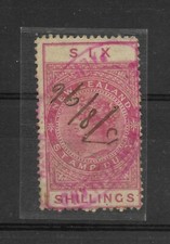 Nouvelle-Zélande:1886:QV 6s droit de timbre rose.timbre.occasion.chat 40€+.