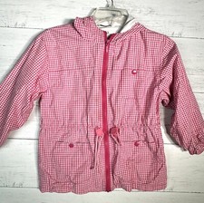 Nordstrom Kids Pink Gingham Zip Hooded Jacket Girls Sz 6X
