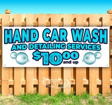 HAND CAR WASH  DETAILING 10  UP Advertising Vinyl Banner Flag Sign Many Sizes