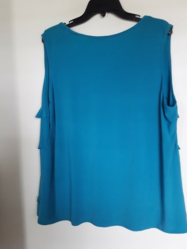 Dressbarn Ruffle Scoop Neck Sleeveless Tank Turquoise Sz 22/24 - Imagen 3 de 5